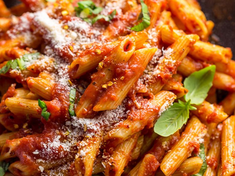 Penne with pesto sauce
