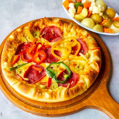 Pepperoni stuffed crust pizza