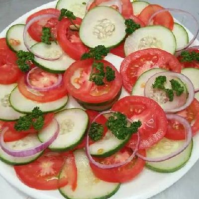 Sliced Tomato and Cucumber Dish