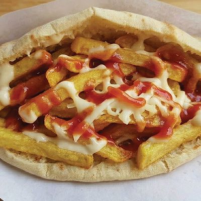 Potato Sandwich with Ketchup and Mayonnaise