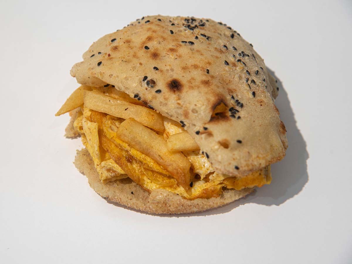 Finger Fries With Omelette Eggs Sandwich
