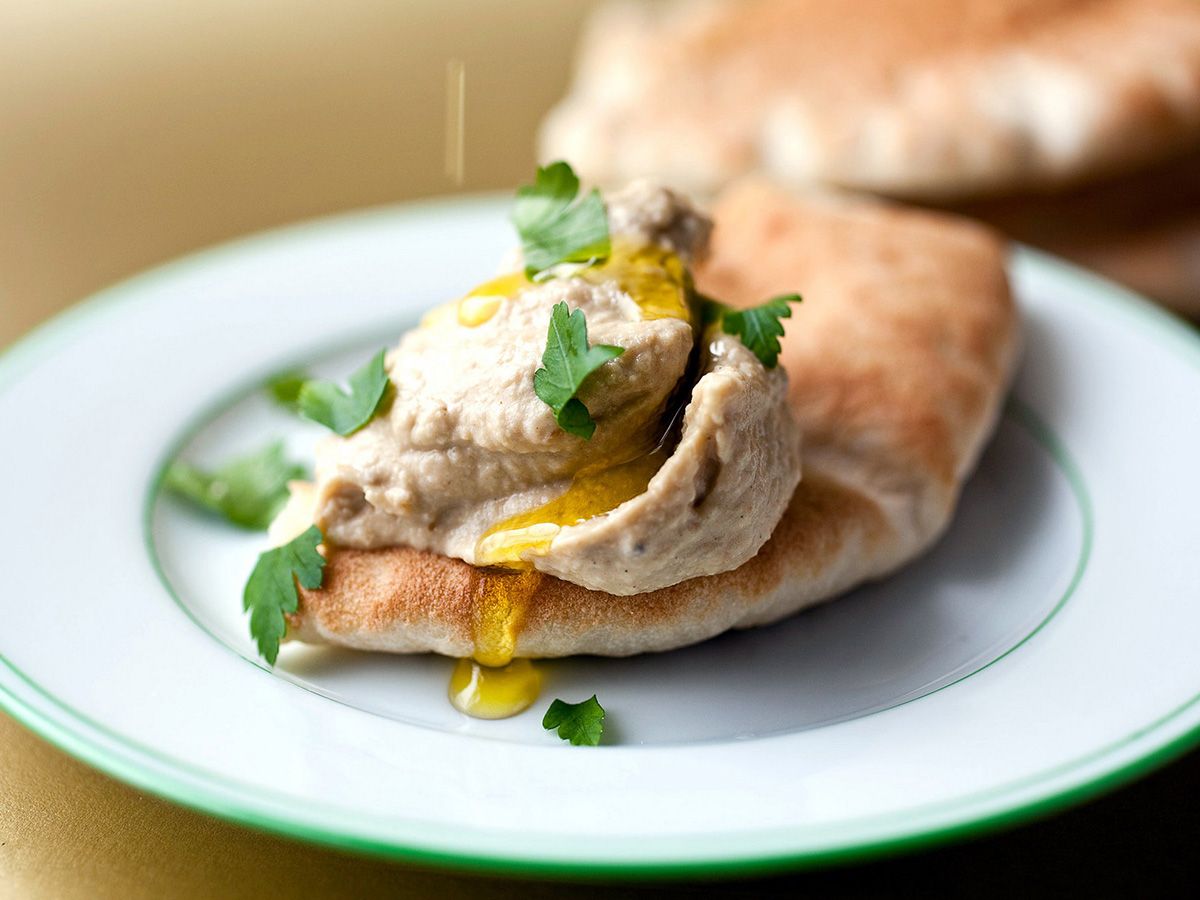 Potatoes on Baba Ghannoug sandwich