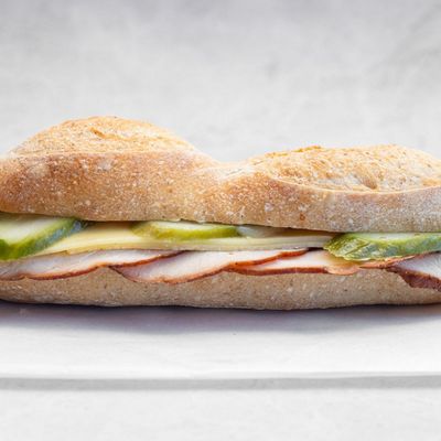 Premium French Baguette Sandwich with Turkey and Cheese