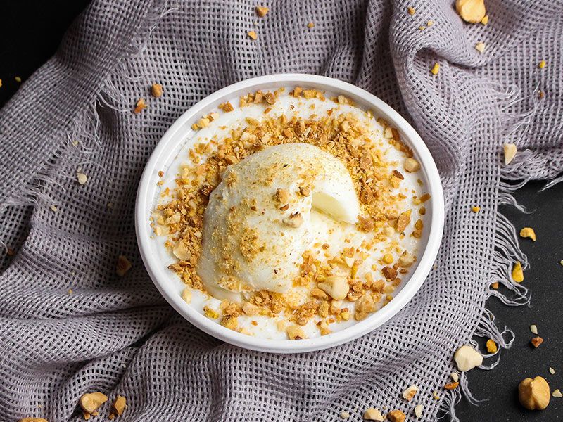 Rice Pudding With Ice Cream And Nuts