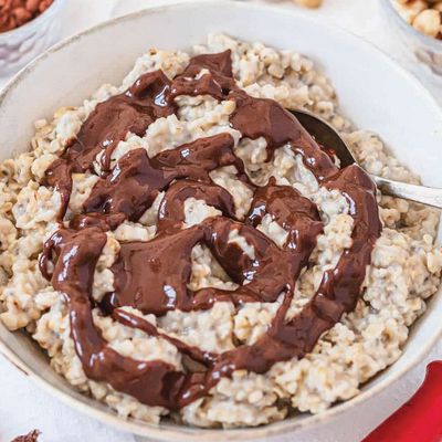 Rice pudding with nutella and nuts