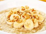 Rice Pudding With Banana, Nuts And Ice Cream