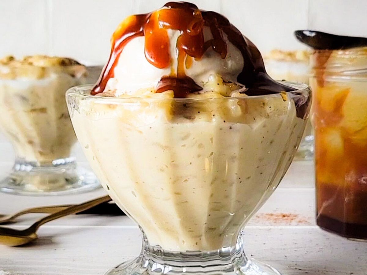 Rice pudding ice caramel