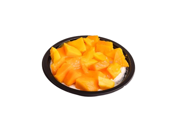Rice pudding and mango pieces