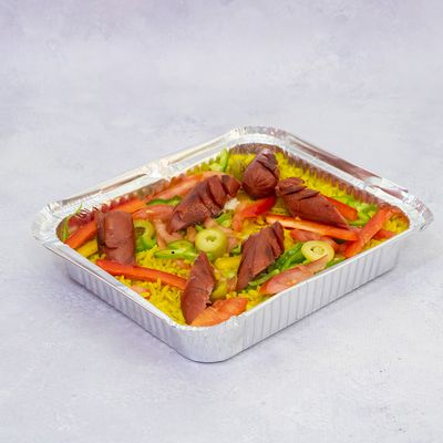 Rice with Mexican hot dog