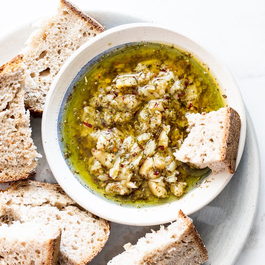 Garlic Dip And Toasted Bread