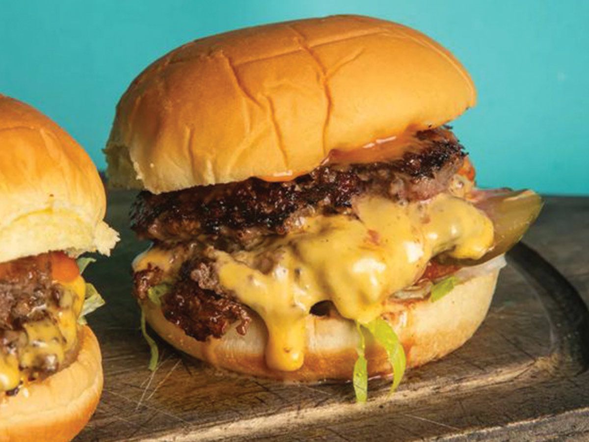smashed burger sandwich