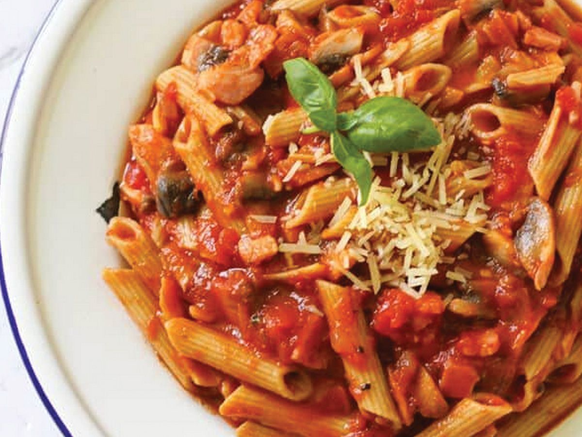 Salami pasta red sauce
