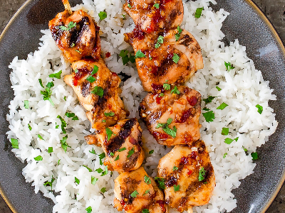Charcoal Grilled Shish Chicken With Rice