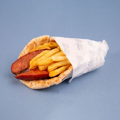 Hot Dog with Fries in Syrian Bread