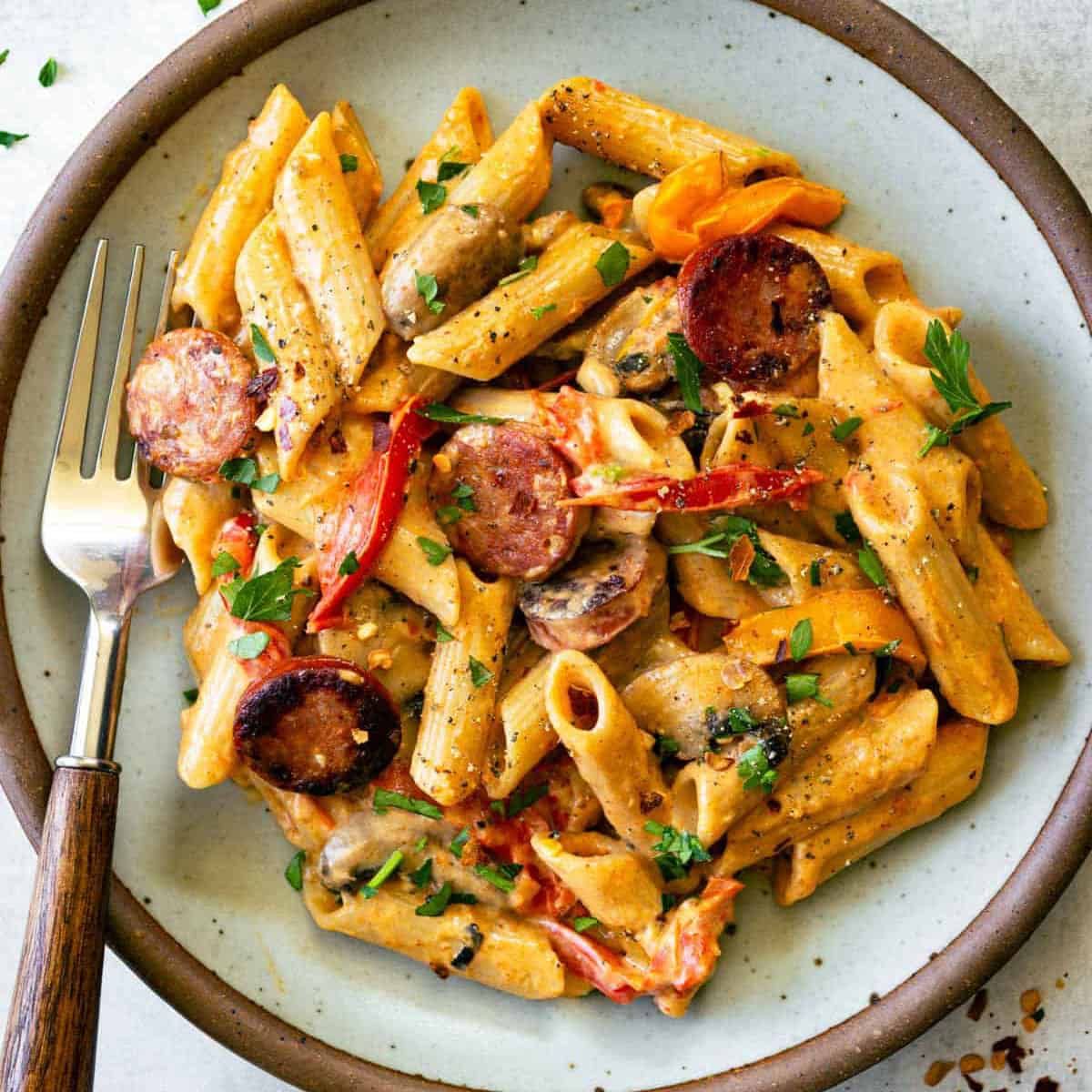 Baladi sausage pasta red sauce