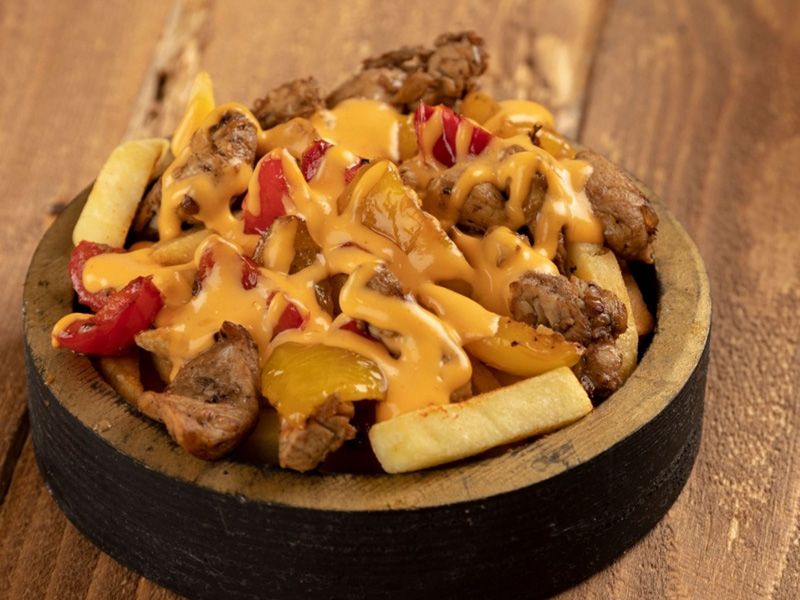 French Fries With Cheese And Chicken