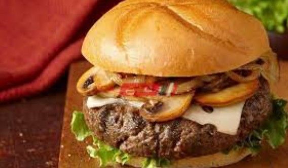 Burger And Mushroom Sauce Sandwich