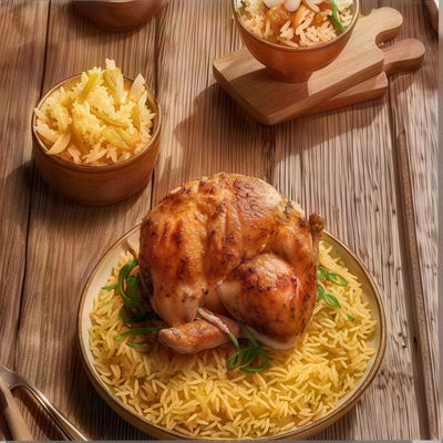 Half grilled chicken with rice