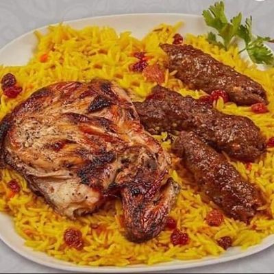 فخذ دجاج مشوي مع كفتة