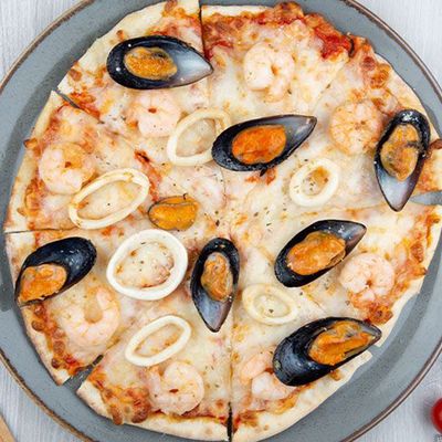 Seafood pizza