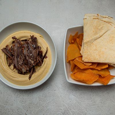Hummus with Meat Shawarma Salad