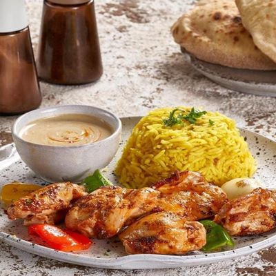 Shish Tawook Meal + Basmati Rice + Sesame paste