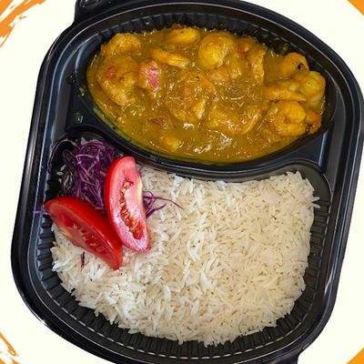 Shrimp meal with curry sauce