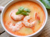 Shrimp soup with red sauce