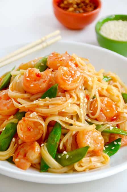 Shrimp Sweet And Sour Noodles With Vegetables