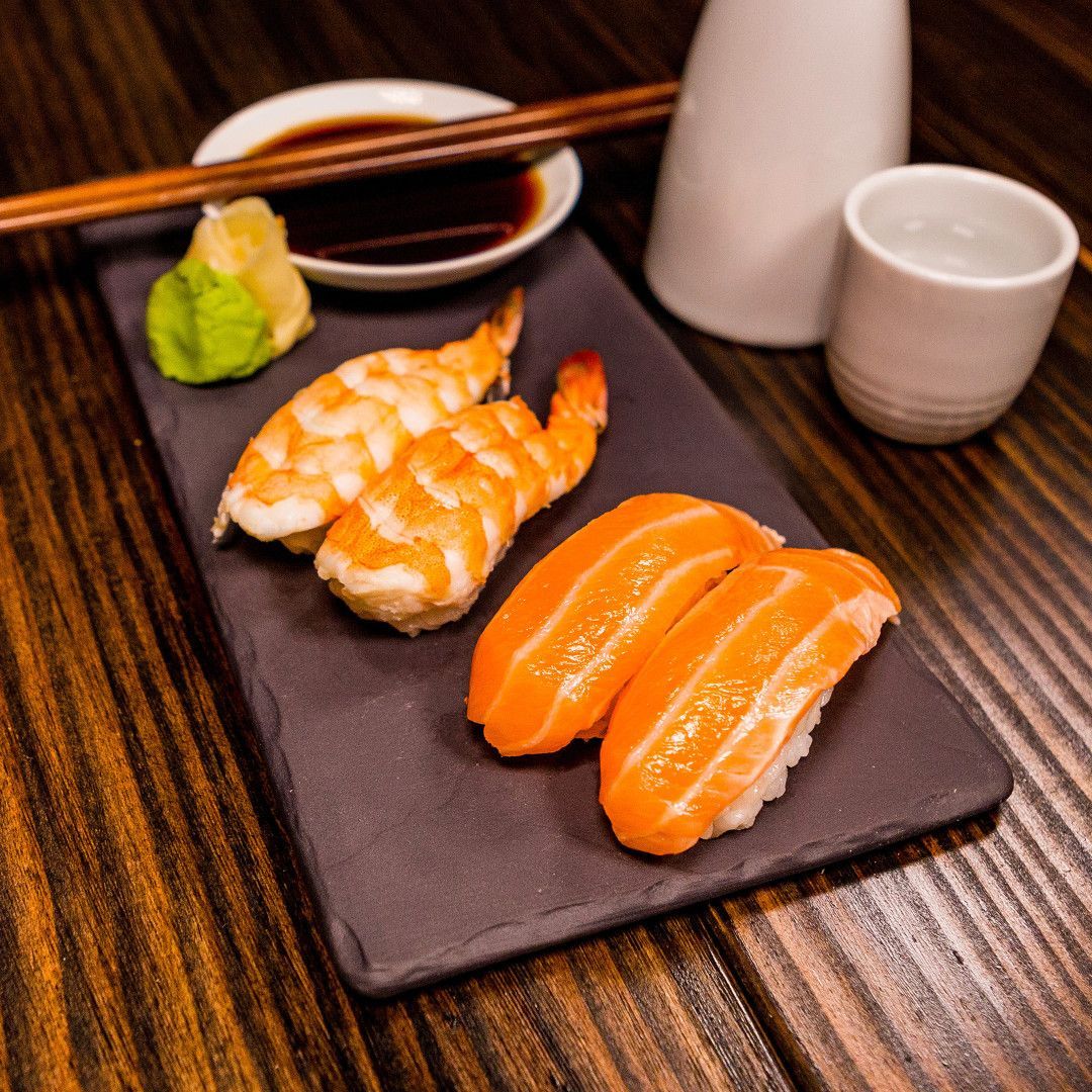 Shrimp and Salmon Mix Nigiri Piece