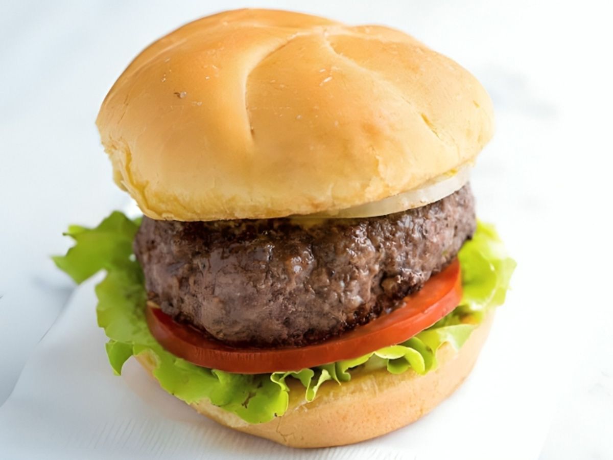 Single Beef Burger And Potatoes