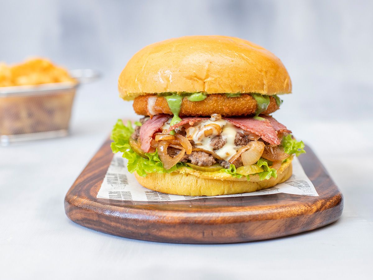 smashed becon burger
