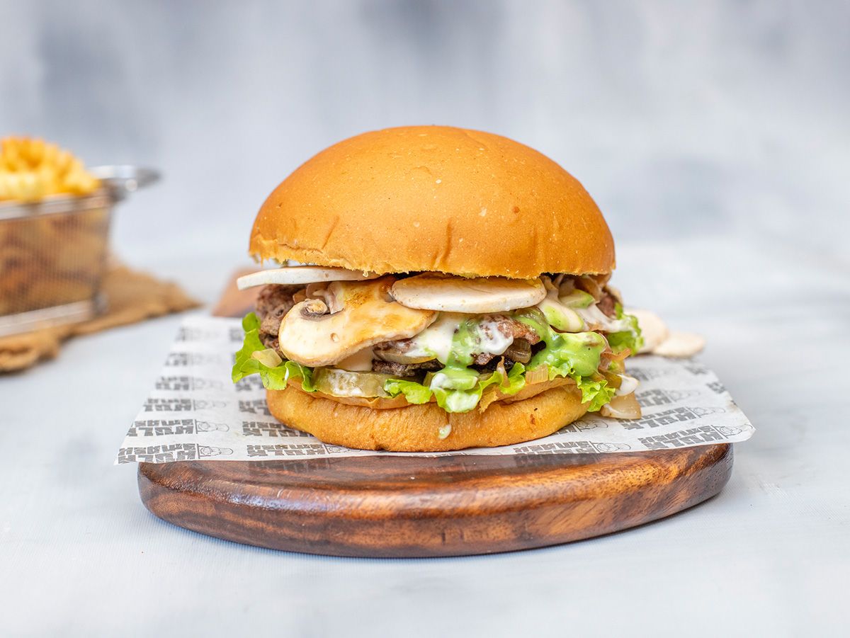 smashed mushroom burger