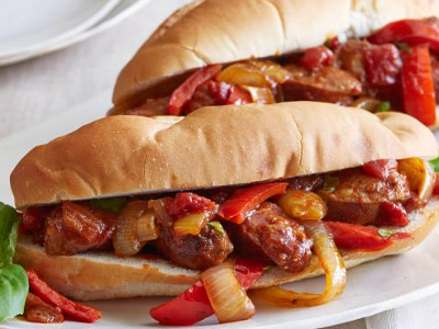 Smoked Oriental Sausage With Cheddar Cheese Sandwich