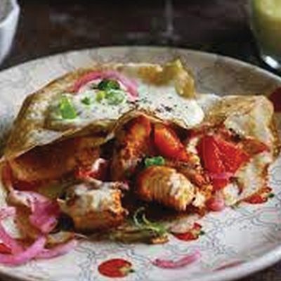 Smoked turkey crepe