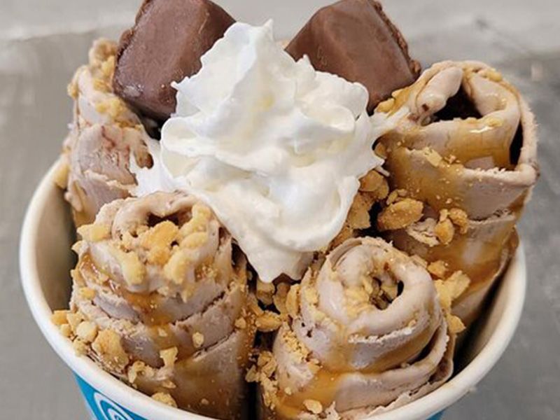 Snickers ice cream roll