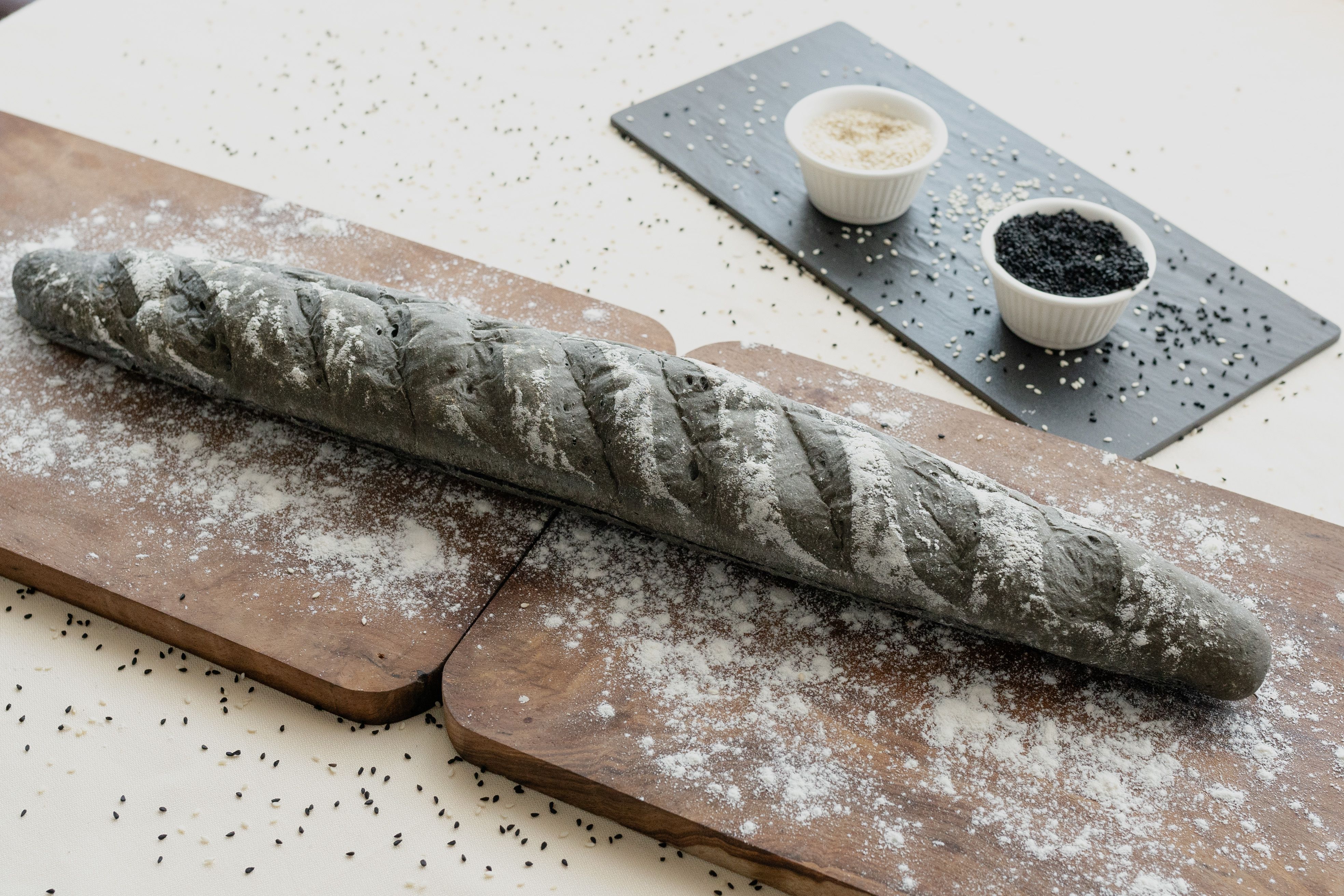 Sourdough Charcoal Baguette Bread