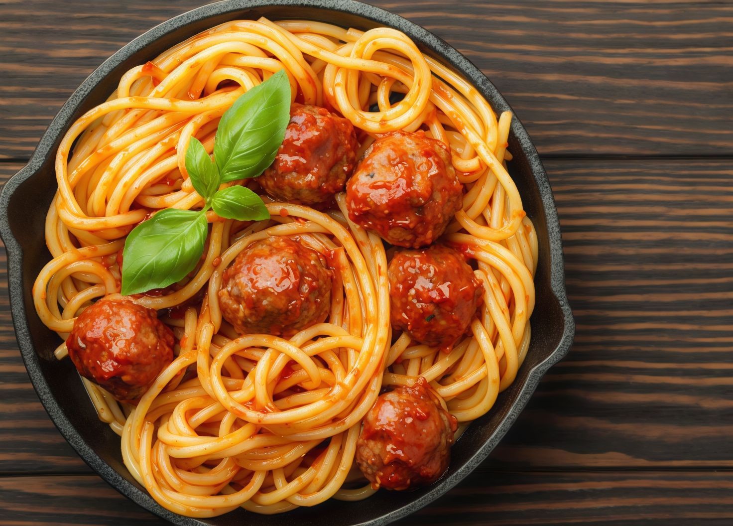 Fried noodles with meatballs