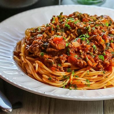 Spaghetti with minced meat pasta