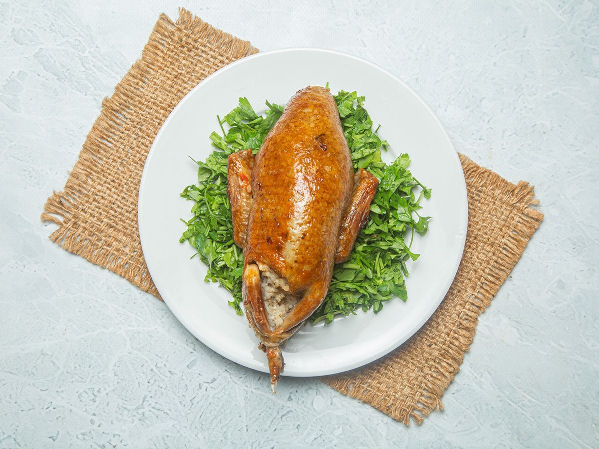 Stuffed Pigeon with Grits
