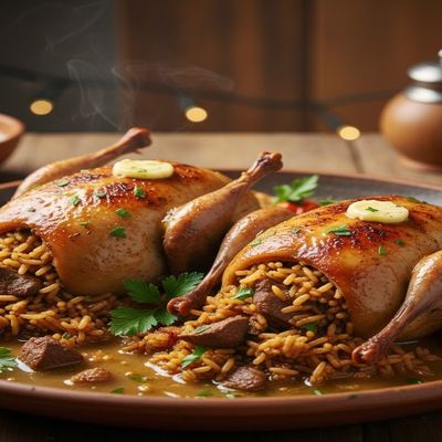 pair of Stuffed Pigeon with Rice