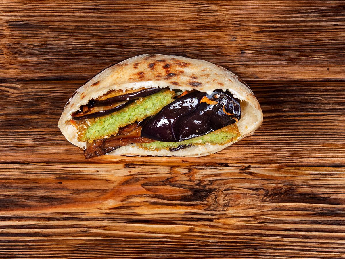 Falafel With Eggplant Sandwich