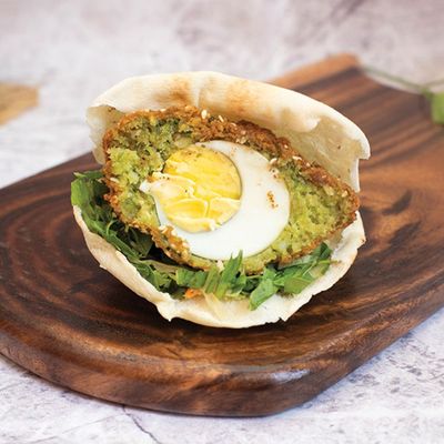 Taamia with Boiled Eggs Sandwich