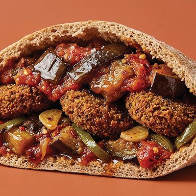 Fried Falafel Eggplant Sandwich