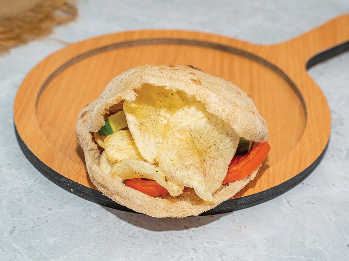 Taamia egg chips sandwich