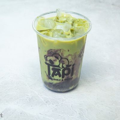 Blueberry matcha latte Boba