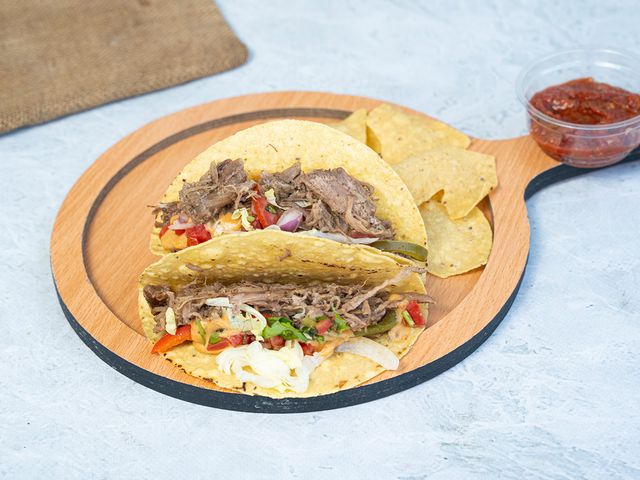 1 Piece Tostado Tacos Shredded Beef