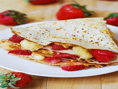 Fruits With Peanut Butter Crepe