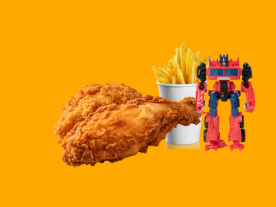 A Piece Of Crispy Chicken Or 2 Pieces Of Strips And Fries And Pavana Juice And Toy