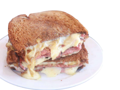 Mix Cheese With Pastrami toast